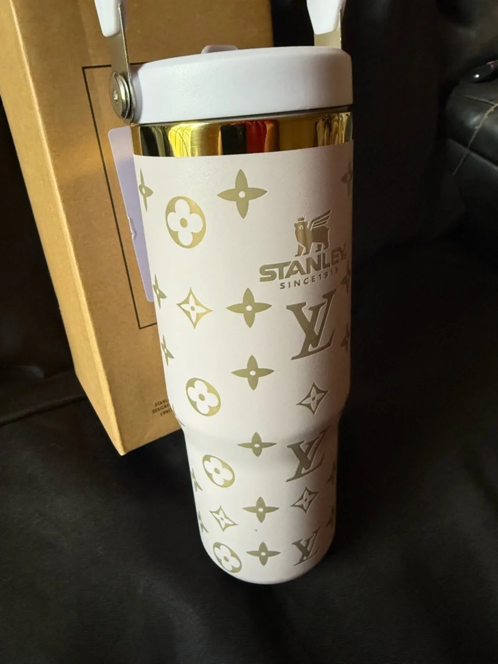 New Stanley 30oz Lavender/ Gold Laser Engraved with Handle and Flip Top - Picture 3 of 7